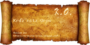 Kránitz Oros névjegykártya